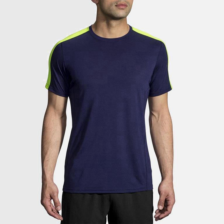 Brooks Distance - Camisetas Manga Corta Hombre - Azules (YKOP-42319)